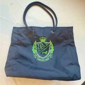 PINK Victoria's Secret Navy Tote with Neon Green Logo VINTAGE